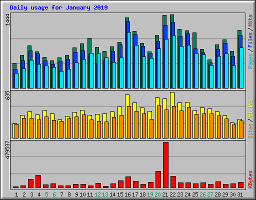 Daily usage for January 2019
