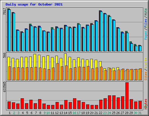 Daily usage for October 2021
