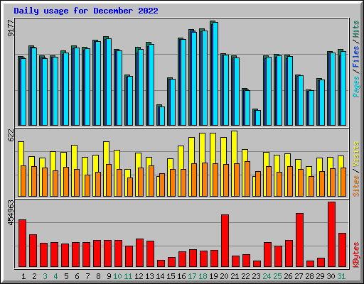 Daily usage for December 2022