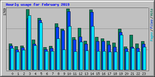 Hourly usage for February 2019